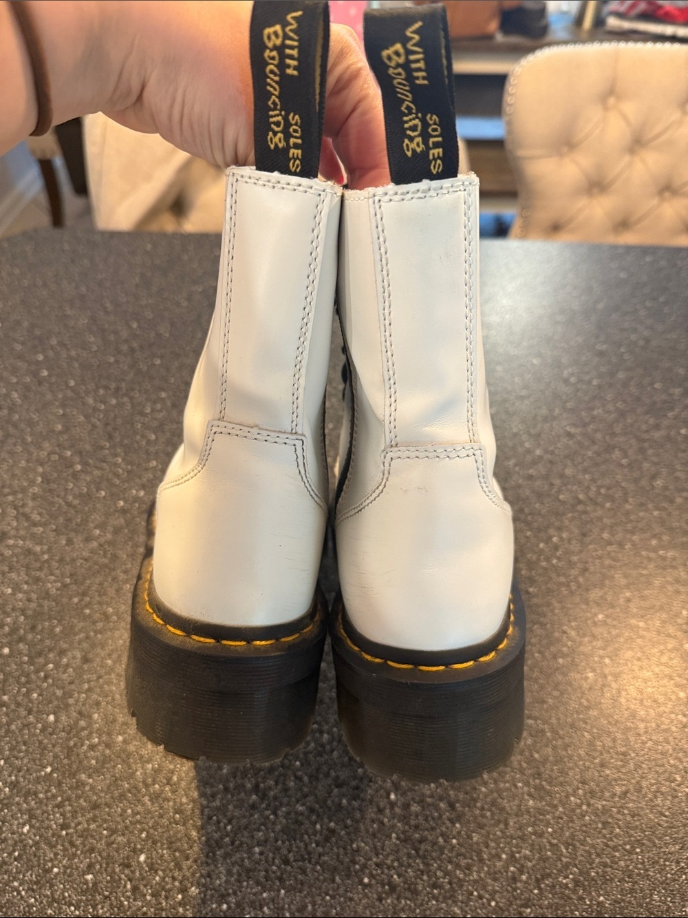 Women’s Dr. Martens White Jadon Lace-Up Boots with Black Laces - size 10 - Picture 5 of 6